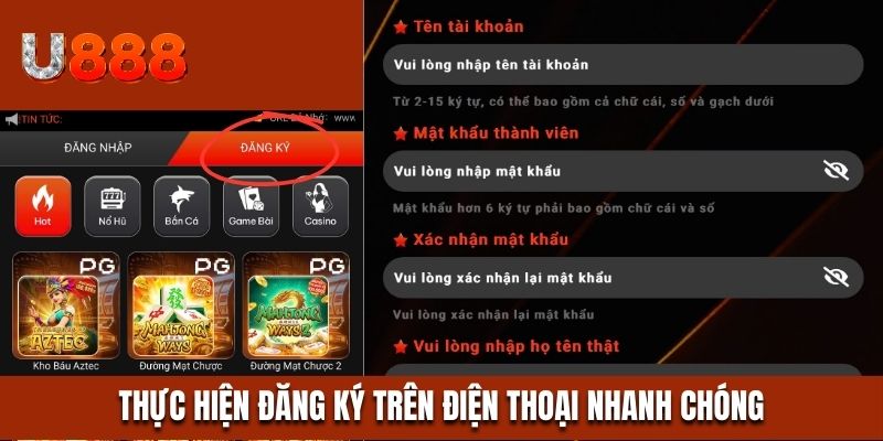 Sử dụng điện thoại đăng ký nhanh chóng