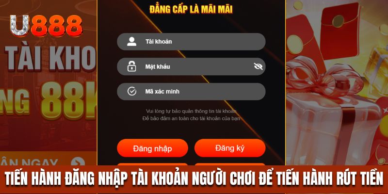 Tiến hành đăng nhập tài khoản người chơi để tiến hành rút tiền